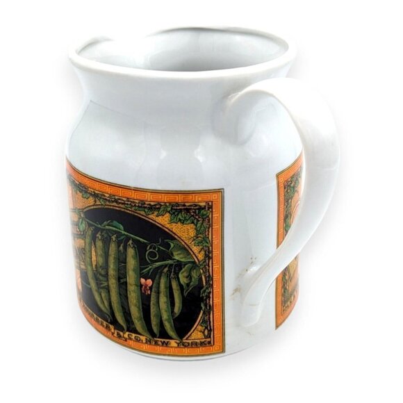 Vintage 1981 MANN Canada Stringless Beans Canning Art 6" Porcelain Pitcher Farm - Picture 4 of 7